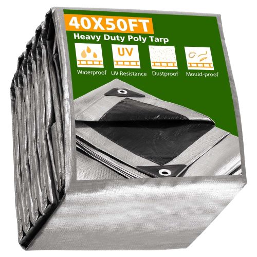 40x50ft Heavy Duty Poly Tarp/ Silver+Black 40x50ft Heavy Duty Poly Tarp/ Silver+Black