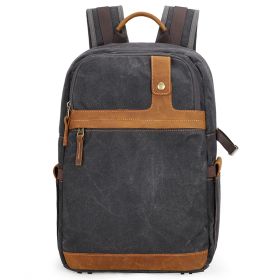 Camera Backpack Waterproof Batik Canvas Camera Bag (Color: Dark Grey)